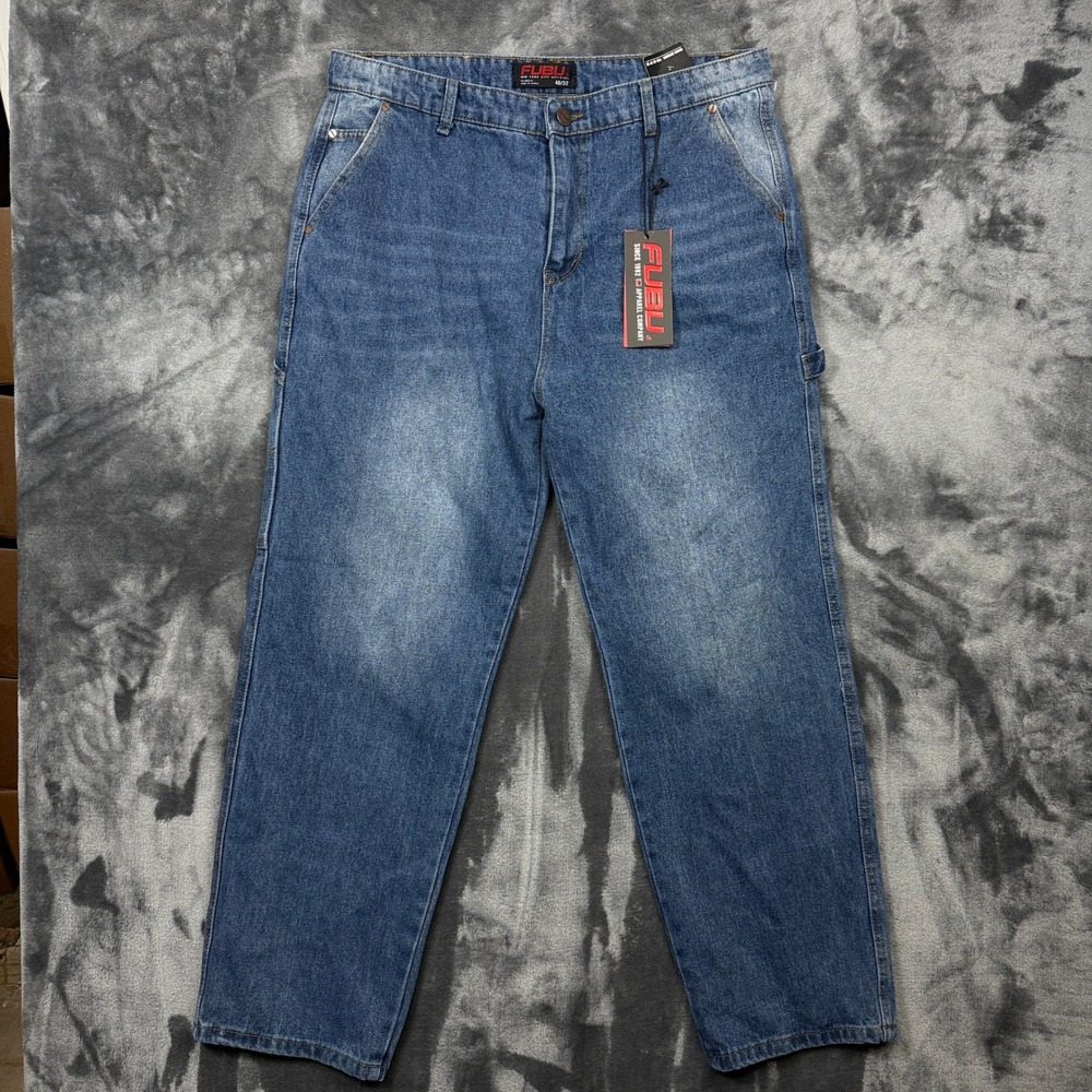 FUBU Carpenter Jeans Mens 40x32 Medium Blue New Straight Leg Streetwear Denim